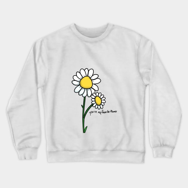 Favorite White Daisy (Black) (Front) Crewneck Sweatshirt by GAMS